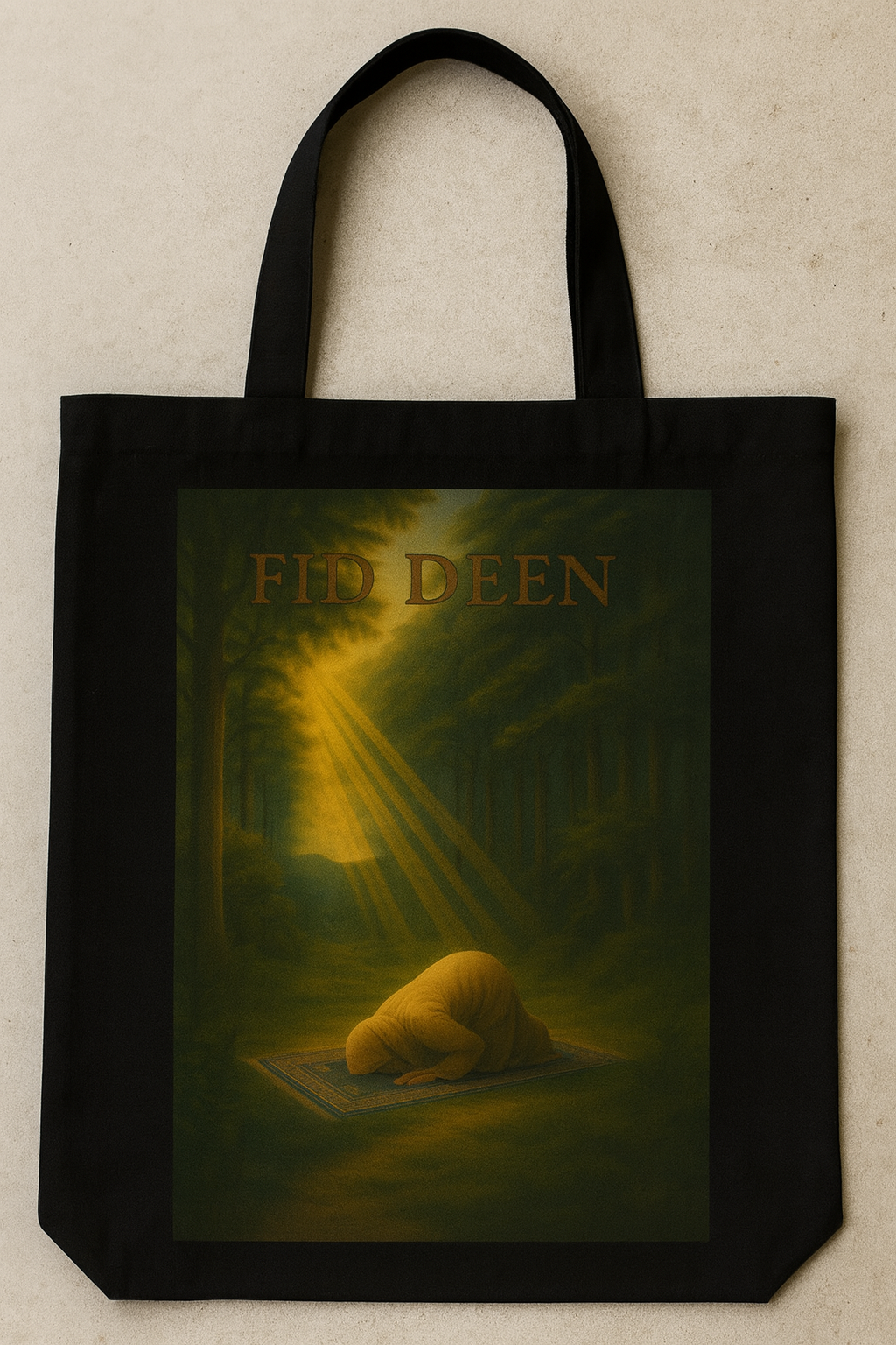 Hijabi Sujood in Forest – Black Tote Bag