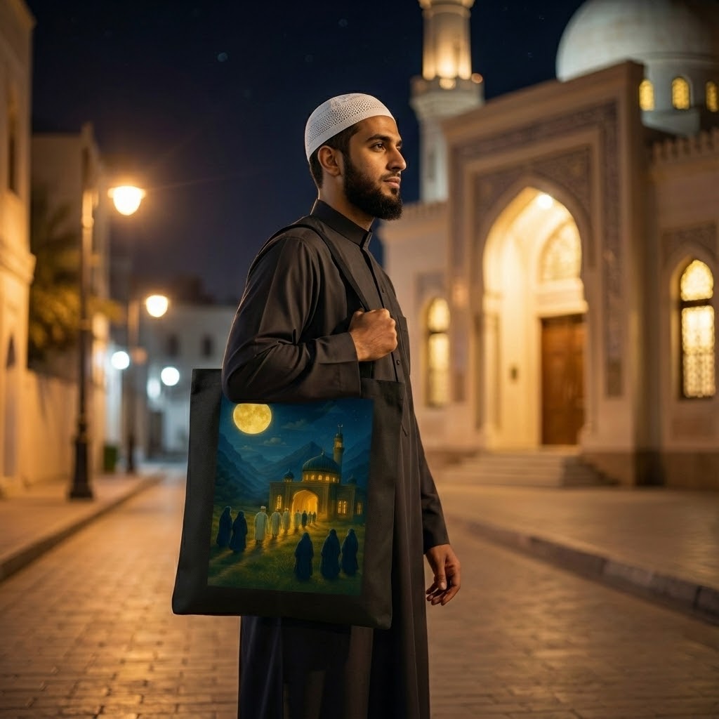Nighttime Masjid Tote Bag